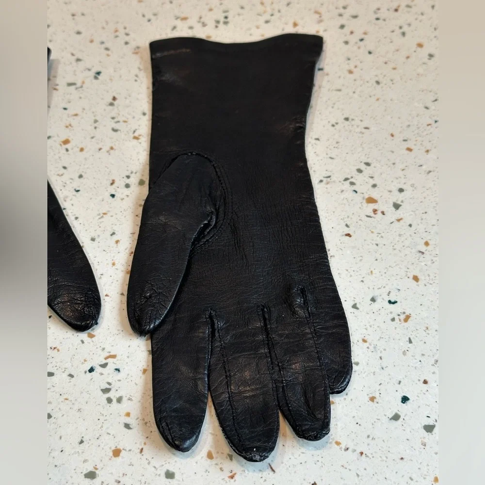 Vintage Carson‎ Pirie Scott & Co. Italian Black Leather Gloves Size 7